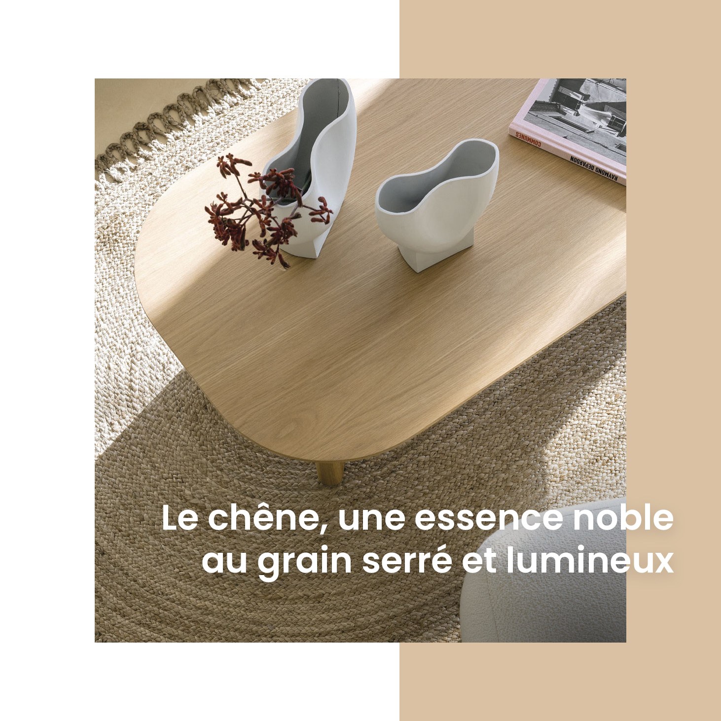 Bois de chêne table Simona Blanc d'Ivoire