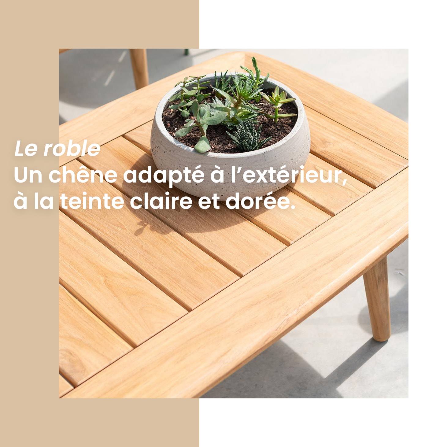 Table basse Tivoli en chêne Roble pour l'extérieur