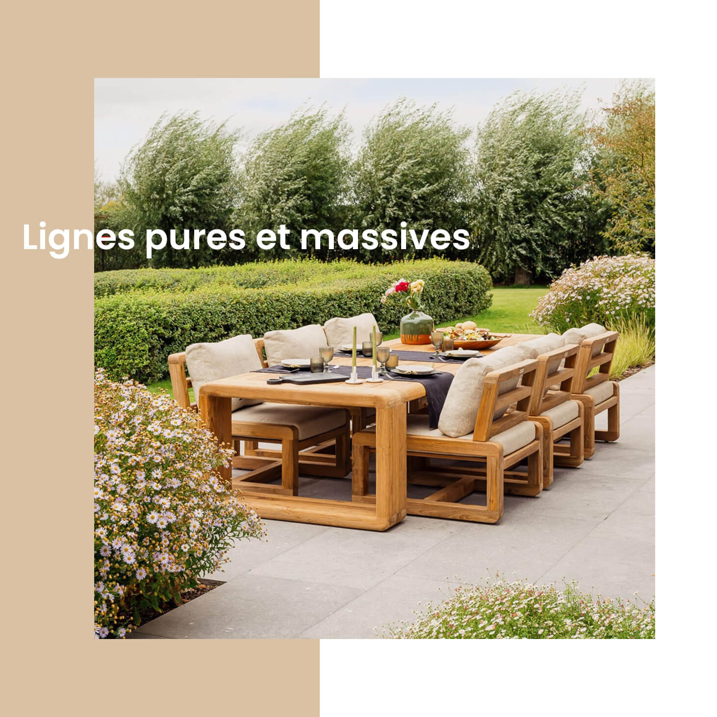 Table de repas Susan et fauteuil lounge en teck recyclé Gescova
