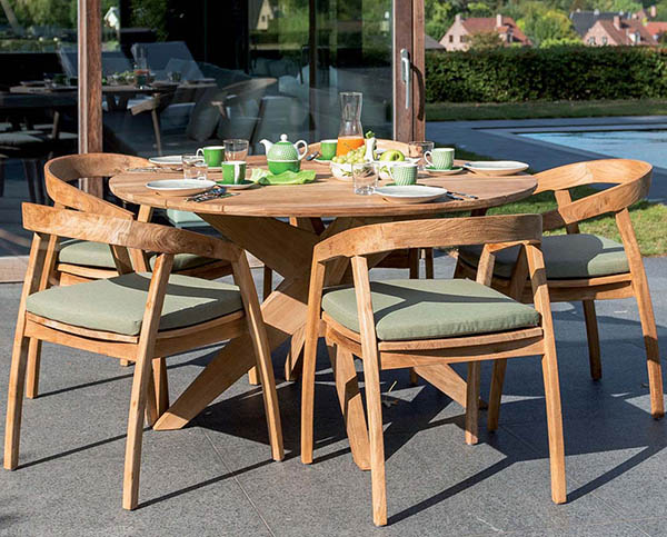 Table de jardin en teck ronde